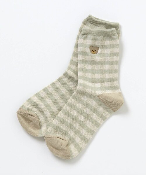 apres les cours（アプレレクール）の「tiny bear 総柄 ソックス（ソックス/靴下・キッズ・ミント/ベージュ/ブラウン・12/18/15 ）」の3枚目の写真