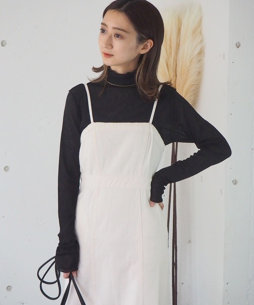 tiptop（ティップトップ）の「【2サイズ展開】シアーメローハイネックロンT 【Lサイズあり】（Tシャツ/カットソー・レディース・オフホワイト/ブラック/ブルー/モカ/グリーン/ブラウン・FREE/L）」の15枚目の写真