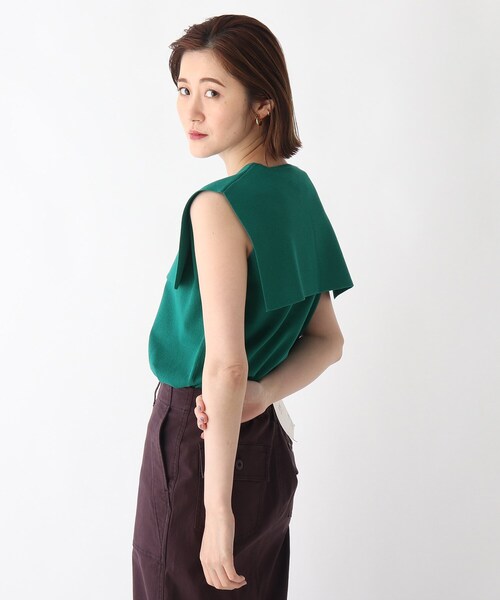 OPAQUE.CLIP（オペークドットクリップ）の「◆2wayセーラーカラーニット【WEB限定カラー・サイズ】（ニット/セーター・レディース・チャコールグレー/ブラック/オフホワイト/ブルー/ホワイト系9/モスグリーン系7・40/38/42/36/34）」の5枚目の写真