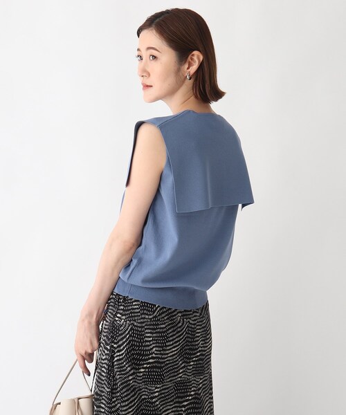 OPAQUE.CLIP（オペークドットクリップ）の「◆2wayセーラーカラーニット【WEB限定カラー・サイズ】（ニット/セーター・レディース・チャコールグレー/ブラック/オフホワイト/ブルー/ホワイト系9/モスグリーン系7・40/38/42/36/34）」の10枚目の写真