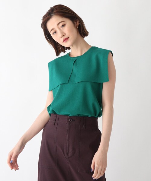 OPAQUE.CLIP（オペークドットクリップ）の「◆2wayセーラーカラーニット【WEB限定カラー・サイズ】（ニット/セーター・レディース・チャコールグレー/ブラック/オフホワイト/ブルー/ホワイト系9/モスグリーン系7・40/38/42/36/34）」の21枚目の写真