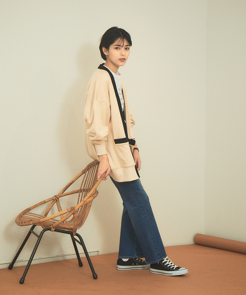 Rouge vif Anna（ルージュヴィフアンナ）の「バイカラーカーディガン（カーディガン/ボレロ・レディース・ベージュ/ブラック・フリー）」の11枚目の写真