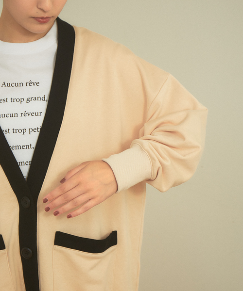 Rouge vif Anna（ルージュヴィフアンナ）の「バイカラーカーディガン（カーディガン/ボレロ・レディース・ベージュ/ブラック・フリー）」の3枚目の写真