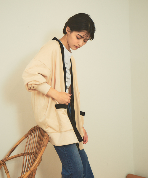 Rouge vif Anna（ルージュヴィフアンナ）の「バイカラーカーディガン（カーディガン/ボレロ・レディース・ベージュ/ブラック・フリー）」の15枚目の写真