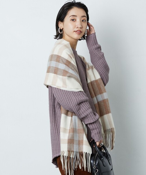 FREAK'S STORE（フリークスストア）の「▽【WEB限定】鬼ワッフルクルーネックダメージニット（ニット/セーター・レディース・ブラック/ベージュ/オリーブ/ブルー/マスタード/ナチュラル/パープル/ネイビー/イエロー・ﾌﾘ-）」の7枚目の写真