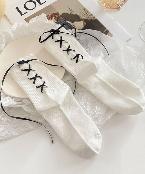 セール レディース リボン付きソックス靴下 ソックス 靴下 Kakko カッコ のファッション通販 Zozotown