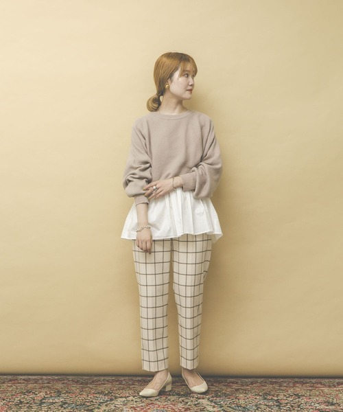 UR Lab.（アーバンリサーチラボ）の「ブラウスコンビショートニットプルオーバー（ニット/セーター・レディース・ネイビー/モカ/グレー系その他・FREE）」の16枚目の写真