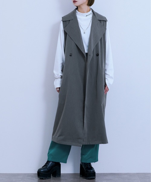 Ellno Loset(エルノロゼット)の「ロングジレ(ベスト・メンズ・ブラック/杢グレー・MEDIUM/LARGE)」の1枚目の写真