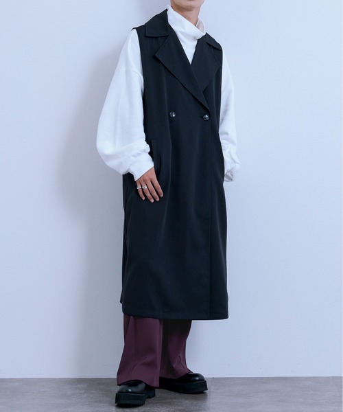Ellno Loset(エルノロゼット)の「ロングジレ(ベスト・メンズ・ブラック/杢グレー・MEDIUM/LARGE)」の2枚目の写真