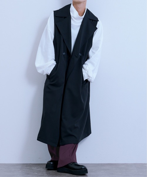 Ellno Loset(エルノロゼット)の「ロングジレ(ベスト・メンズ・ブラック/杢グレー・MEDIUM/LARGE)」の3枚目の写真