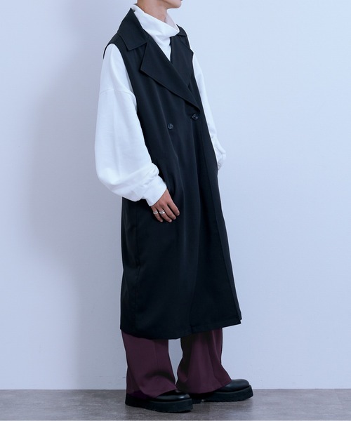 Ellno Loset(エルノロゼット)の「ロングジレ(ベスト・メンズ・ブラック/杢グレー・MEDIUM/LARGE)」の4枚目の写真