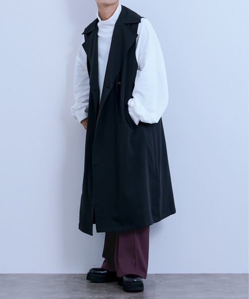 Ellno Loset(エルノロゼット)の「ロングジレ(ベスト・メンズ・ブラック/杢グレー・MEDIUM/LARGE)」の6枚目の写真