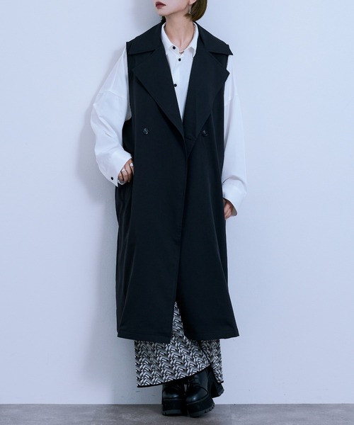 Ellno Loset(エルノロゼット)の「ロングジレ(ベスト・メンズ・ブラック/杢グレー・MEDIUM/LARGE)」の8枚目の写真