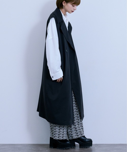 Ellno Loset(エルノロゼット)の「ロングジレ(ベスト・メンズ・ブラック/杢グレー・MEDIUM/LARGE)」の9枚目の写真