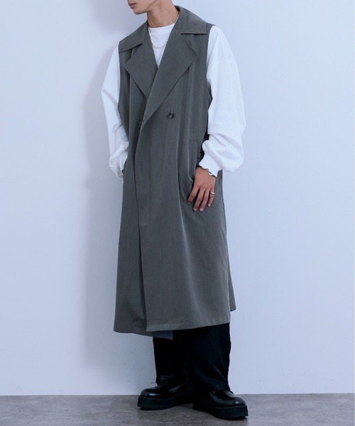 Ellno Loset(エルノロゼット)の「ロングジレ(ベスト・メンズ・ブラック/杢グレー・MEDIUM/LARGE)」の12枚目の写真