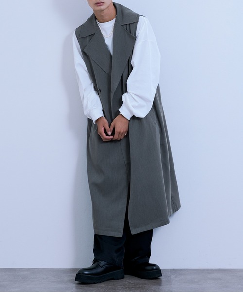 Ellno Loset(エルノロゼット)の「ロングジレ(ベスト・メンズ・ブラック/杢グレー・MEDIUM/LARGE)」の14枚目の写真
