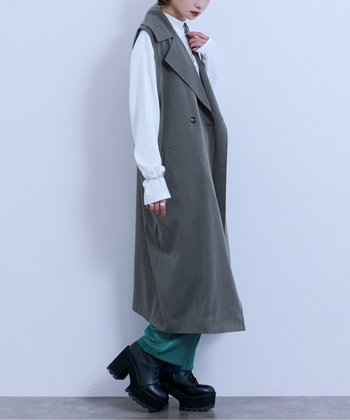 Ellno Loset(エルノロゼット)の「ロングジレ(ベスト・メンズ・ブラック/杢グレー・MEDIUM/LARGE)」の19枚目の写真