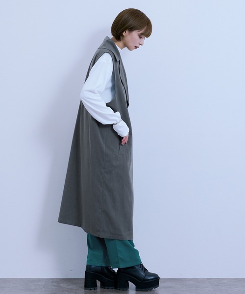 Ellno Loset(エルノロゼット)の「ロングジレ(ベスト・メンズ・ブラック/杢グレー・MEDIUM/LARGE)」の20枚目の写真