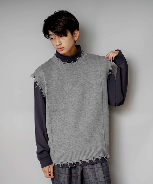 UNIIT(ユニット)の「【UNIIT/ユニット】ダメージニットベスト(ベスト・メンズ・ダークグリーン/ベージュ/グリーン/杢グレー・SMALL/MEDIUM/LARGE)」の13枚目の写真