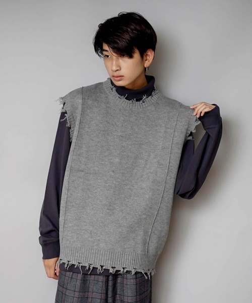 UNIIT(ユニット)の「【UNIIT/ユニット】ダメージニットベスト(ベスト・メンズ・ダークグリーン/ベージュ/グリーン/杢グレー・SMALL/MEDIUM/LARGE)」の14枚目の写真