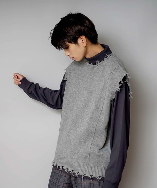 UNIIT(ユニット)の「【UNIIT/ユニット】ダメージニットベスト(ベスト・メンズ・ダークグリーン/ベージュ/グリーン/杢グレー・SMALL/MEDIUM/LARGE)」の16枚目の写真
