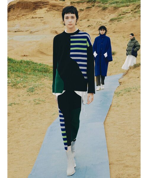 UN3D.（アンスリード）の「ミックスボーダーニットトップ（ニット