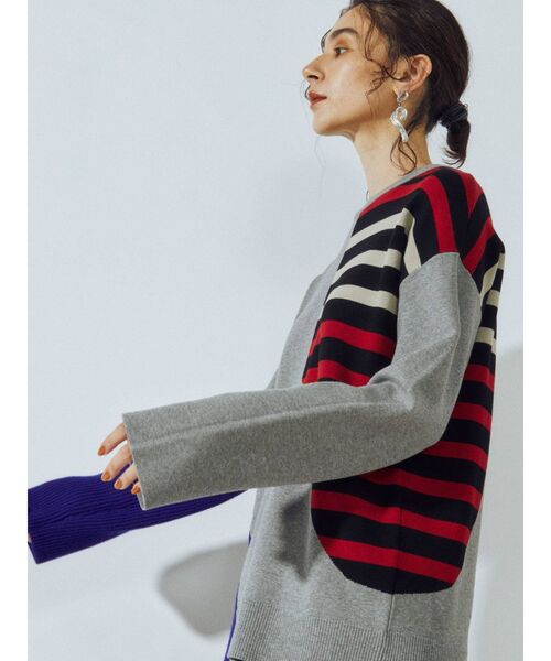 UN3D.（アンスリード）の「ミックスボーダーニットトップ（ニット