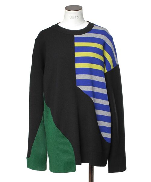 UN3D.（アンスリード）の「ミックスボーダーニットトップ（ニット