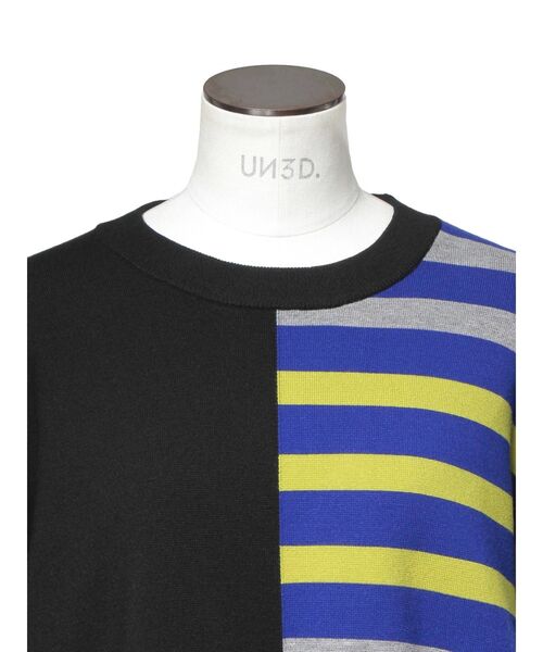 UN3D.（アンスリード）の「ミックスボーダーニットトップ（ニット