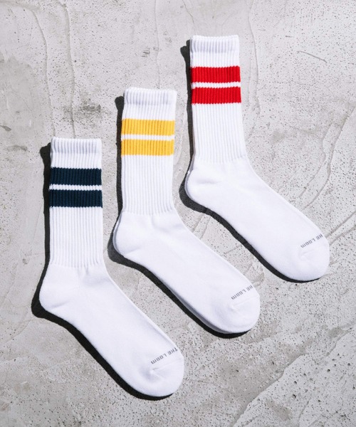 FRUIT OF THE LOOM(フルーツオブザルーム)の「クルー丈2ラインソックス / 3足セット / マルチボーダー / シンプル(ソックス/靴下・メンズ・マルチ・25cm~27cm/23cm~25cm)」の11枚目の写真