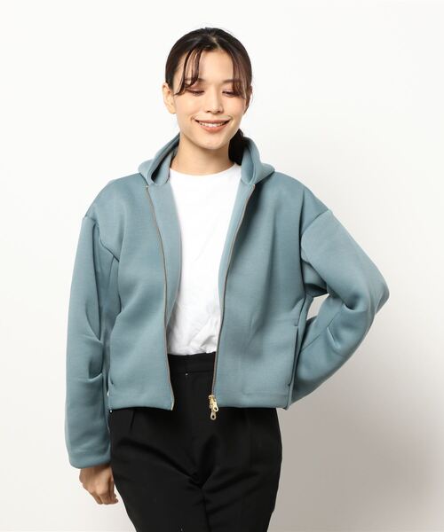 Three Four Time（ｽﾘｰﾌｫｰﾀｲﾑ）の「ZIPパーカー袖タックブルゾン（パーカー・レディース・グリーン/ベージュ/ブラック・FREE）」の3枚目の写真