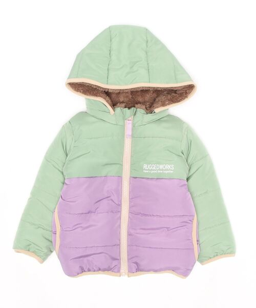 RUGGEDWORKS（ラゲッドワークス）の「裏ボア切替え中綿ジャケット（ダウンジャケット/コート・キッズ・ライトグリーン/ライトブルー/ブラック・140/110/130/100/90/120/150）」の2枚目の写真