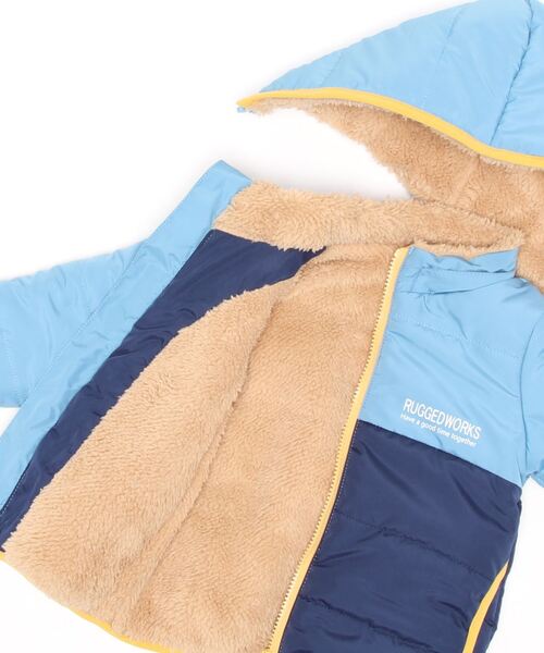 RUGGEDWORKS（ラゲッドワークス）の「裏ボア切替え中綿ジャケット（ダウンジャケット/コート・キッズ・ライトグリーン/ライトブルー/ブラック・140/110/130/100/90/120/150）」の12枚目の写真