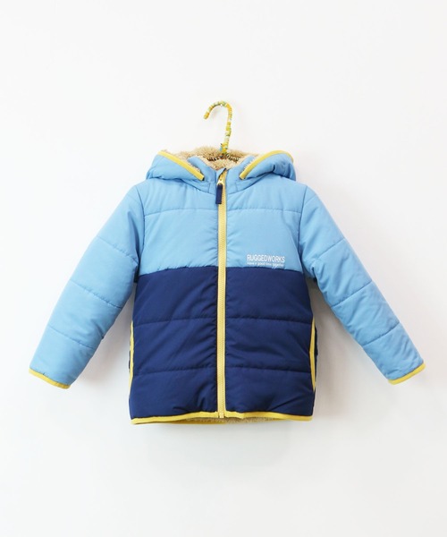 RUGGEDWORKS（ラゲッドワークス）の「裏ボア切替え中綿ジャケット（ダウンジャケット/コート・キッズ・ライトグリーン/ライトブルー/ブラック・140/110/130/100/90/120/150）」の3枚目の写真