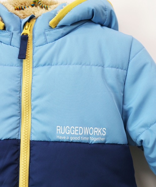 RUGGEDWORKS（ラゲッドワークス）の「裏ボア切替え中綿ジャケット（ダウンジャケット/コート・キッズ・ライトグリーン/ライトブルー/ブラック・140/110/130/100/90/120/150）」の7枚目の写真