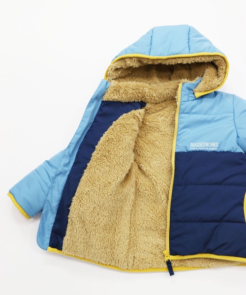 RUGGEDWORKS（ラゲッドワークス）の「裏ボア切替え中綿ジャケット（ダウンジャケット/コート・キッズ・ライトグリーン/ライトブルー/ブラック・140/110/130/100/90/120/150）」の9枚目の写真