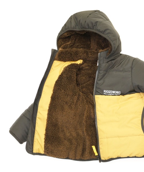 RUGGEDWORKS（ラゲッドワークス）の「裏ボア切替え中綿ジャケット（ダウンジャケット/コート・キッズ・ライトグリーン/ライトブルー/ブラック・140/110/130/100/90/120/150）」の10枚目の写真