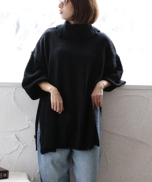 White Collection（ホワイトコレクション）の「2021AW　5GG　モヘアタッチタートルネックロング丈ニット（ニット/セーター・レディース・ブラック/グリーン/アイボリー/ライトベージュ・FREE）」の20枚目の写真