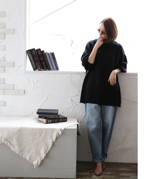 White Collection（ホワイトコレクション）の「2021AW　5GG　モヘアタッチタートルネックロング丈ニット（ニット/セーター・レディース・ブラック/グリーン/アイボリー/ライトベージュ・FREE）」の17枚目の写真