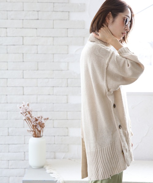 White Collection（ホワイトコレクション）の「2021AW　5GG　モヘアタッチタートルネックロング丈ニット（ニット/セーター・レディース・ブラック/グリーン/アイボリー/ライトベージュ・FREE）」の5枚目の写真