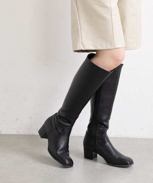 prose verse（プロズヴェール）の「スクエアトゥロングブーツ（ブーツ・レディース・ブラック/アイボリー・LARGE/MEDIUM/LL/SMALL）」の2枚目の写真