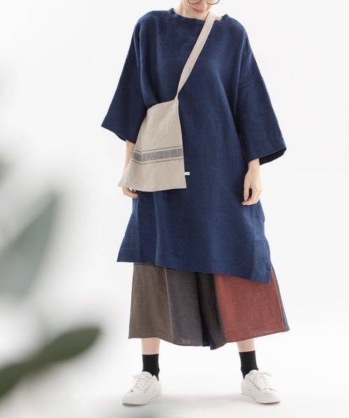 nop de nod(ノップドゥノッド)の「Ciel ウィンターリネンピーチチュニック(チュニック・レディース・ダークグレー/ミント/ダークブルー・3)」の3枚目の写真