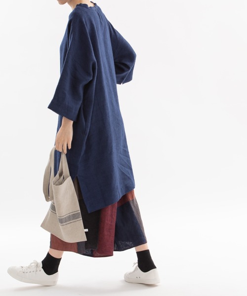 nop de nod(ノップドゥノッド)の「Ciel ウィンターリネンピーチチュニック(チュニック・レディース・ダークグレー/ミント/ダークブルー・3)」の5枚目の写真