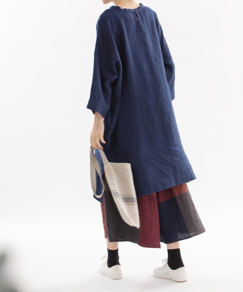 nop de nod(ノップドゥノッド)の「Ciel ウィンターリネンピーチチュニック(チュニック・レディース・ダークグレー/ミント/ダークブルー・3)」の6枚目の写真