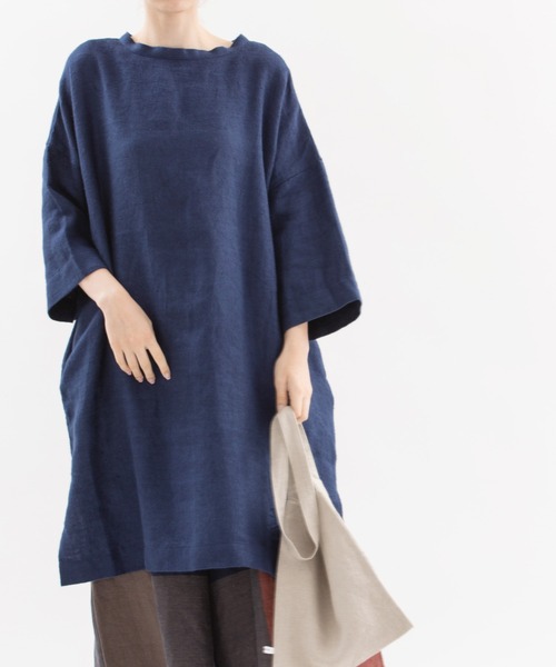 nop de nod(ノップドゥノッド)の「Ciel ウィンターリネンピーチチュニック(チュニック・レディース・ダークグレー/ミント/ダークブルー・3)」の7枚目の写真