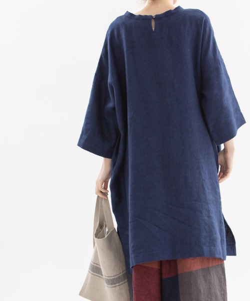 nop de nod(ノップドゥノッド)の「Ciel ウィンターリネンピーチチュニック(チュニック・レディース・ダークグレー/ミント/ダークブルー・3)」の8枚目の写真