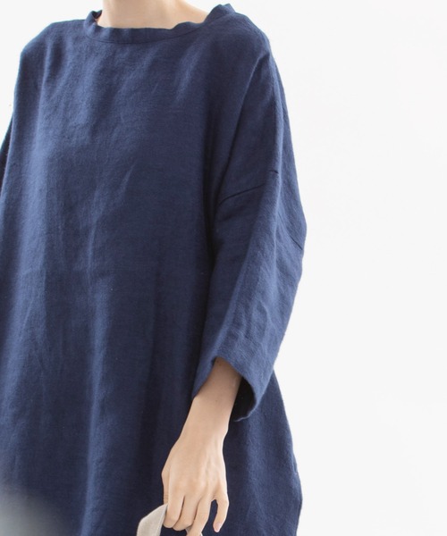 nop de nod(ノップドゥノッド)の「Ciel ウィンターリネンピーチチュニック(チュニック・レディース・ダークグレー/ミント/ダークブルー・3)」の9枚目の写真