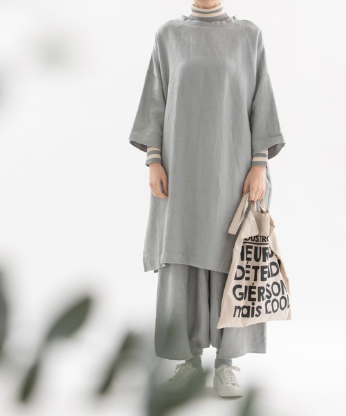 nop de nod(ノップドゥノッド)の「Ciel ウィンターリネンピーチチュニック(チュニック・レディース・ダークグレー/ミント/ダークブルー・3)」の11枚目の写真