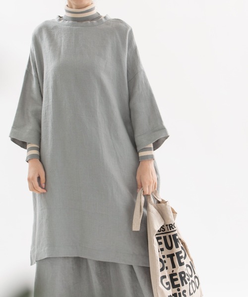 nop de nod(ノップドゥノッド)の「Ciel ウィンターリネンピーチチュニック(チュニック・レディース・ダークグレー/ミント/ダークブルー・3)」の13枚目の写真