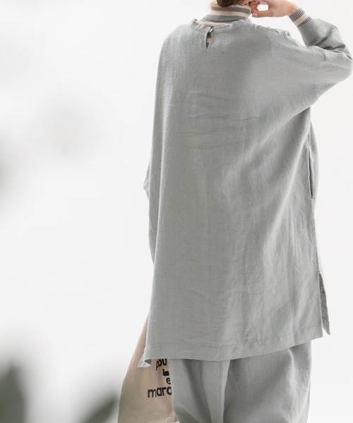 nop de nod(ノップドゥノッド)の「Ciel ウィンターリネンピーチチュニック(チュニック・レディース・ダークグレー/ミント/ダークブルー・3)」の14枚目の写真